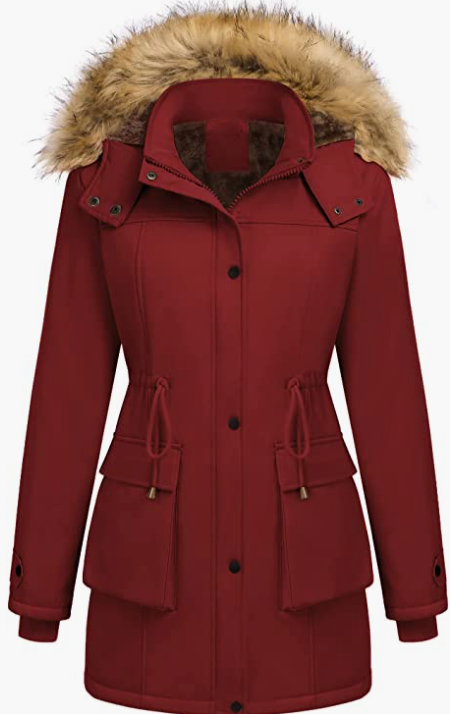 Womens Hooded Warm Winter Coats with Faux Fur