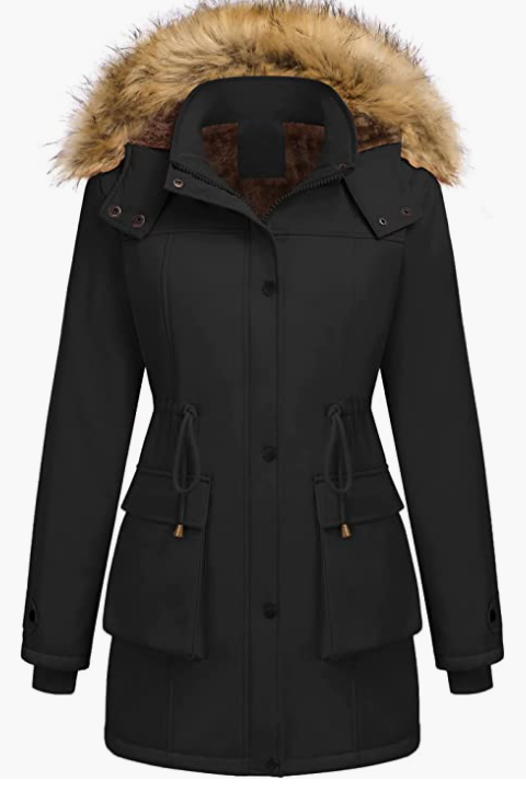 Womens Hooded Warm Winter Coats with Faux Fur
