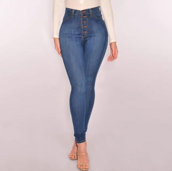 Ecupper Womens Skinny Fit Jeans Stretch High Waist Denim Jeggings with Pockets
