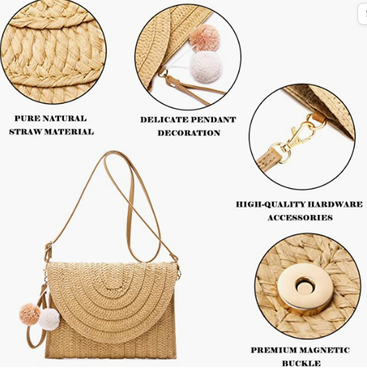 Beach Purse Envelope Woven Crossbody Bags