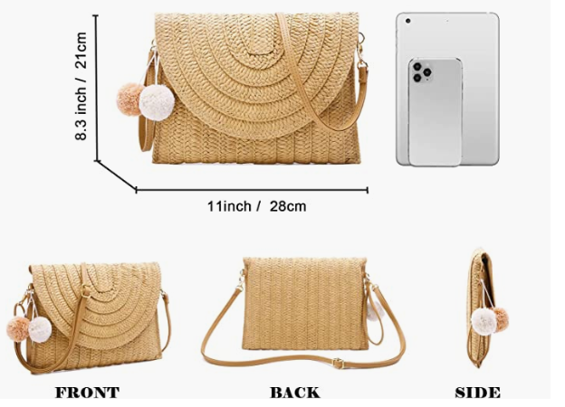 Beach Purse Envelope Woven Crossbody Bags