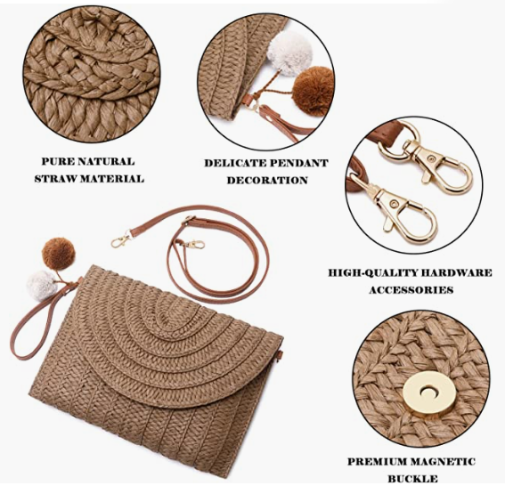 Beach Purse Envelope Woven Crossbody Bags