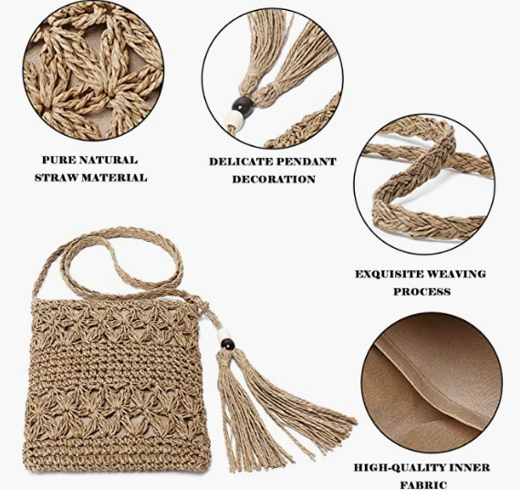 Beach Purse Envelope Woven Crossbody Bags
