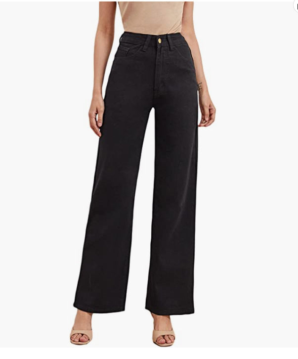 Jeans Wide Leg Denim Long Pants with Pockets