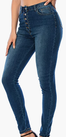 Womens Skinny Fit Jeans Stretch High Waist Denim Jeggings with Pockets