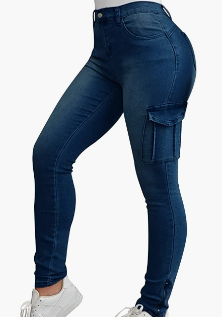 Jeans for Women Stretch Skinny Flap Pocket High Waist Shaping