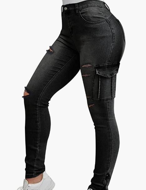 Jeans for Women Stretch Skinny Flap Pocket High Waist Shaping