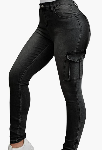 Jeans for Women Stretch Skinny Flap Pocket High Waist Shaping