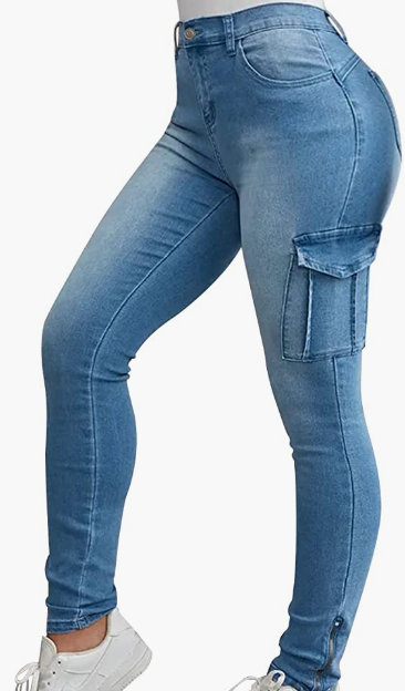 Jeans for Women Stretch Skinny Flap Pocket High Waist Shaping