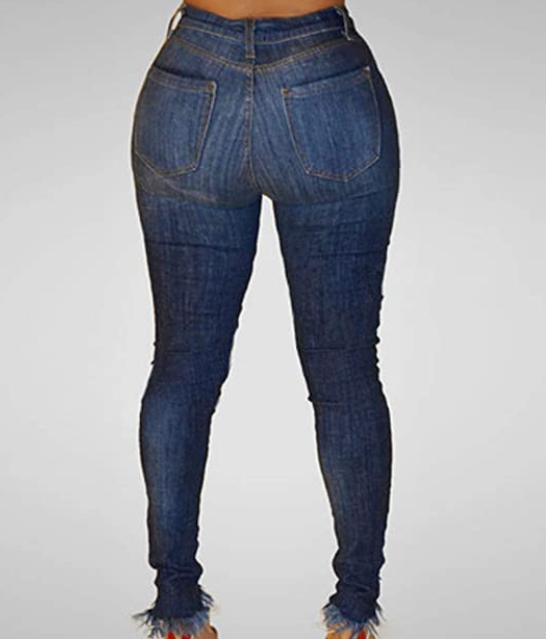 Skinny Jeans Sexy Ripped Hole Denim Jean Casual Stretch Calf Ankle Slim Pants