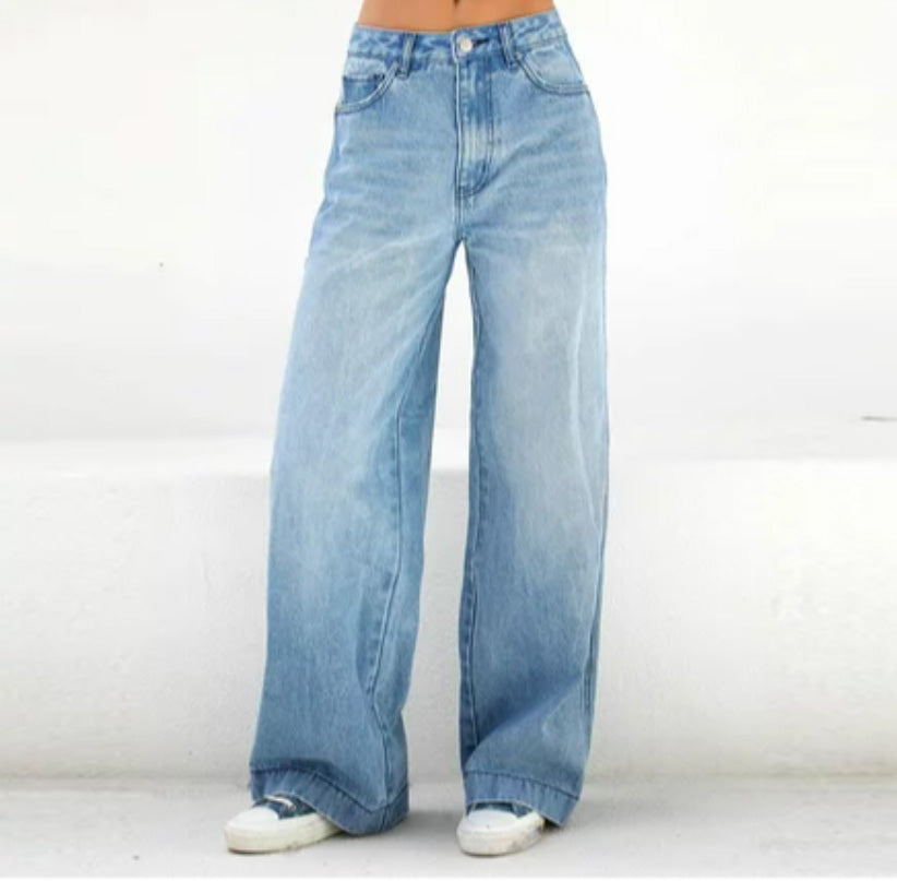 TIMIFIS Women's Mid Ripped Denim Frayed Hem Casual Jeans Denim Trousers