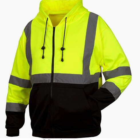 Sweatshirts Hi-Vis Lime Zipper Sweatshirt with Black Bottom- Size Extra Large, Green
