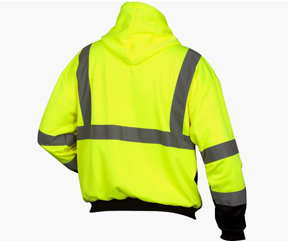 Sweatshirts Hi-Vis Lime Zipper Sweatshirt with Black Bottom- Size Extra Large, Green