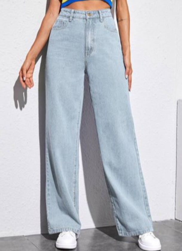 Women's High Rise Jeans Ladies Wide Leg Jeans