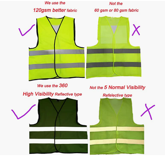 Visibility Safety Vests,Adjustable Size,Lightweight Mesh Fabric, Wholesale Reflective Vest for Outdoor Works, Cycling, Jogging, Walking,Sports - Fits for Men and Women(10 PACK, Neon Yellow)