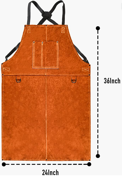 REAL Leather Welding Work Apron - Heat Resistant & Flame Resistant Bib Apron, Flame Retardant Heavy Duty BBQ Apron