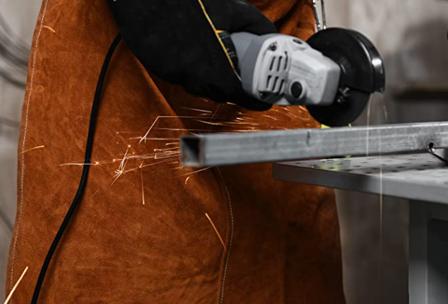 REAL Leather Welding Work Apron - Heat Resistant & Flame Resistant Bib Apron, Flame Retardant Heavy Duty BBQ Apron