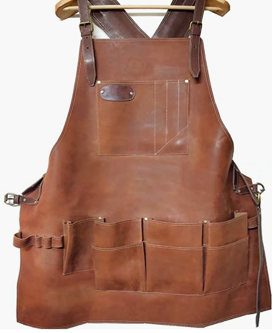 8-Pocket Leather woodworking Tool Apron workshop Apron, Carpenter Apron, Apron for Welding, Blacksmith, BBQ Apron | Heat & Flame Resistant