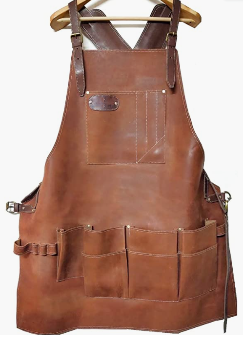 8-Pocket Leather woodworking Tool Apron workshop Apron, Carpenter Apron, Apron for Welding, Blacksmith, BBQ Apron | Heat & Flame Resistant