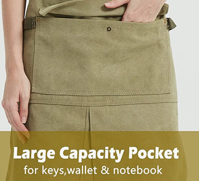 Work Aprons for Men & Women Gardening BBQ & Woodworking Durable Canvas