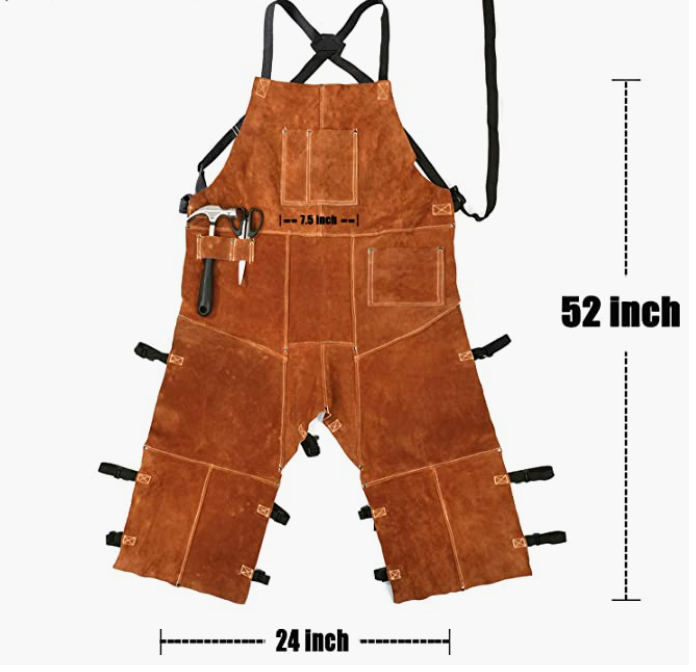 Leather Welding Apron Split Leg for Men - Spark | Flame | Heat Resistant Work Apron - Heavy Duty Leather Apron