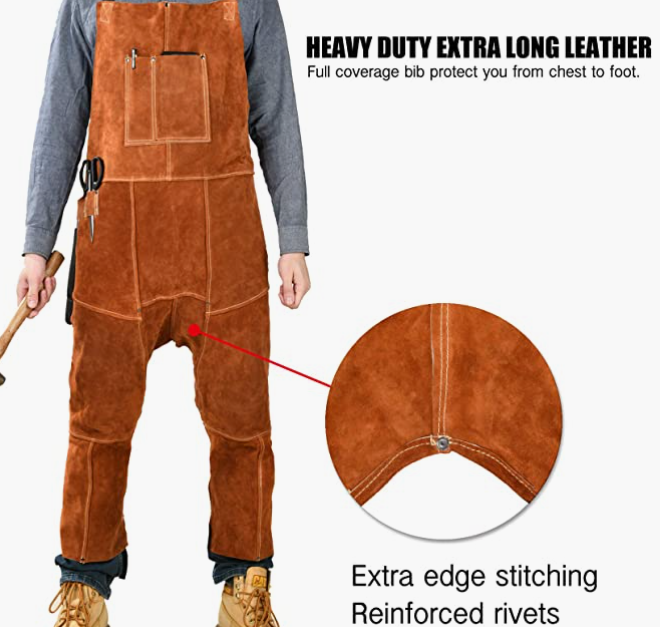 Leather Welding Apron Split Leg for Men - Spark | Flame | Heat Resistant Work Apron - Heavy Duty Leather Apron