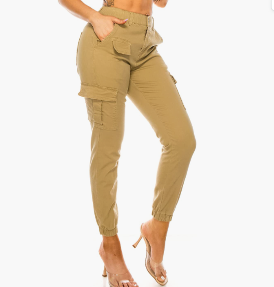 ARMY - CAMO High Waist Jogger Pants - Casual Sweatpants Tapered Fatigue with 6 Pockets