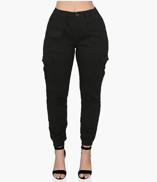 ARMY - CAMO High Waist Jogger Pants - Casual Sweatpants Tapered Fatigue with 6 Pockets