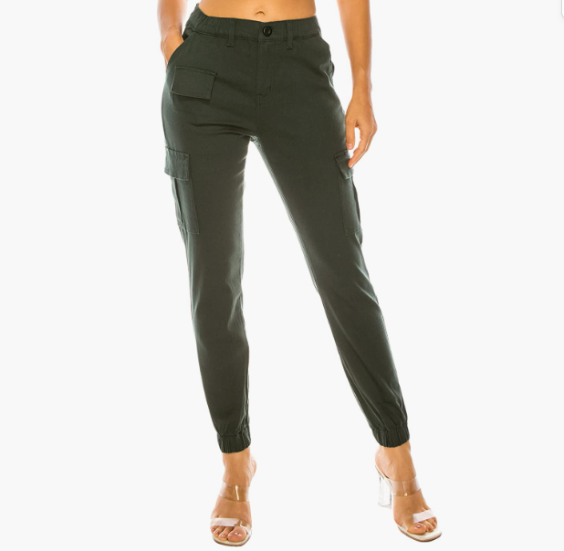 ARMY - CAMO High Waist Jogger Pants - Casual Sweatpants Tapered Fatigue with 6 Pockets