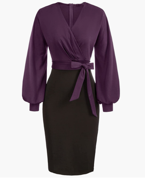 Style Bow 2/3 Sleeve Business Pencil Dress