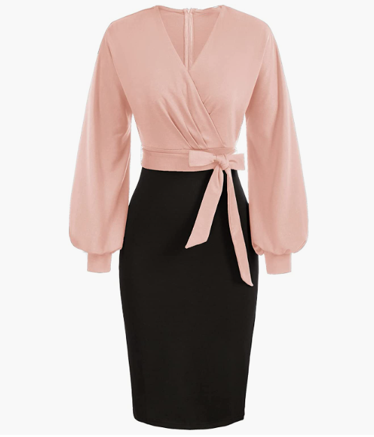 Style Bow 2/3 Sleeve Business Pencil Dress