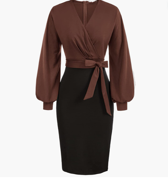 Style Bow 2/3 Sleeve Business Pencil Dress