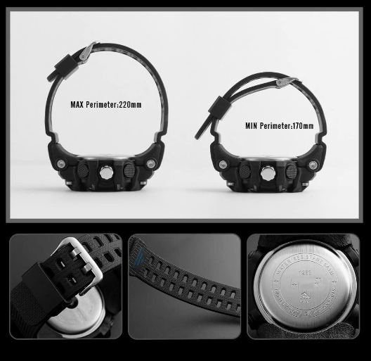 Waterproof Military LED Screen Large Face Stopwatch Alarm