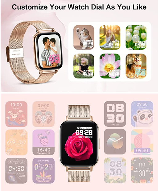 Fitness Watch with Blood Pressure Heart Rate Monitor, IP67 Waterproof Stainless Steel Sport Smartwatch