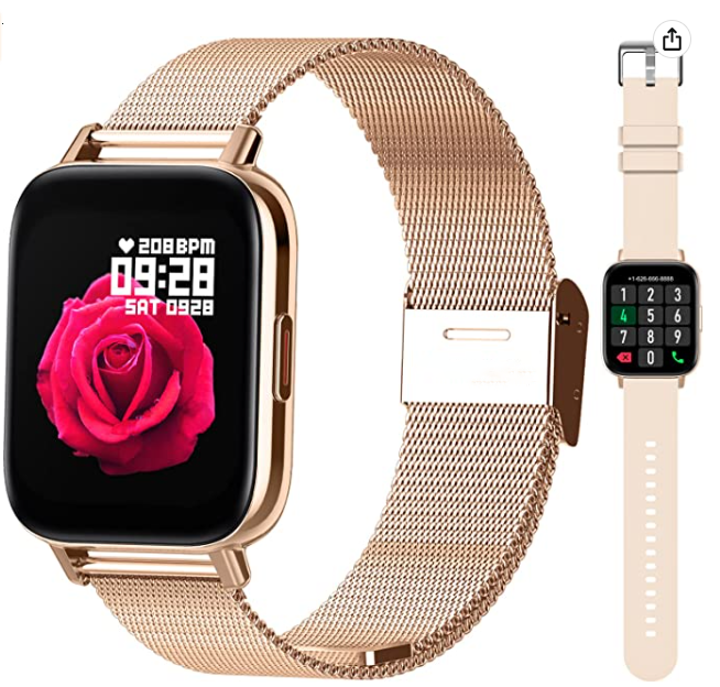 Fitness Watch with Blood Pressure Heart Rate Monitor, IP67 Waterproof Stainless Steel Sport Smartwatch