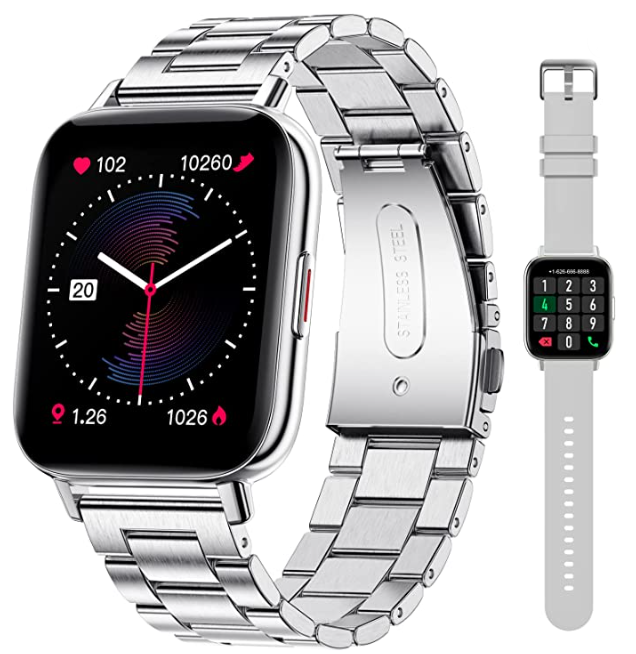 Fitness Watch With Blood Pressure Heart Rate Monitor, IP67 Waterproof Stainless Steel Sport Smartwatch