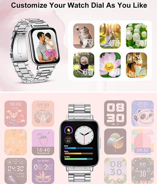 Fitness Watch With Blood Pressure Heart Rate Monitor, IP67 Waterproof Stainless Steel Sport Smartwatch