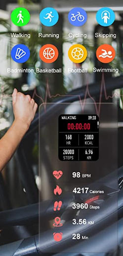 Fitness Watch With Blood Pressure Heart Rate Monitor, IP67 Waterproof Stainless Steel Sport Smartwatch