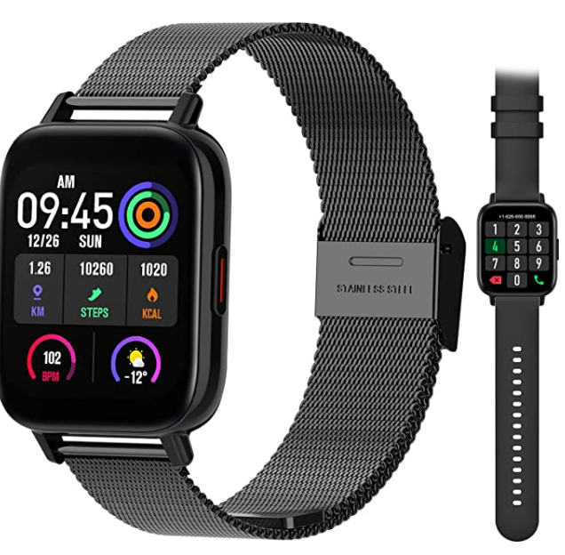 Fitness Watch With Blood Pressure Heart Rate Monitor, IP67 Waterproof Stainless Steel Sport Smartwatch