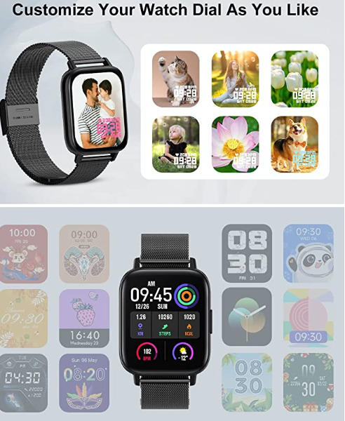 Fitness Watch With Blood Pressure Heart Rate Monitor, IP67 Waterproof Stainless Steel Sport Smartwatch
