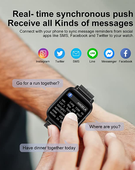 Fitness Watch With Blood Pressure Heart Rate Monitor, IP67 Waterproof Stainless Steel Sport Smartwatch