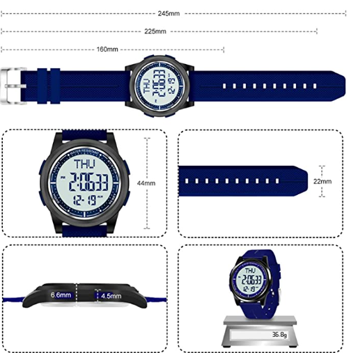 Watch Waterproof with Stopwatch Alarm Countdown Dual Time, Ultra-Thin Super Wide-Angle Display Digital Wrist Watches for Men Women