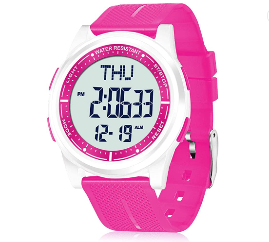Watch Waterproof with Stopwatch Alarm Countdown Dual Time, Ultra-Thin Super Wide-Angle Display Digital Wrist Watches for Men Women