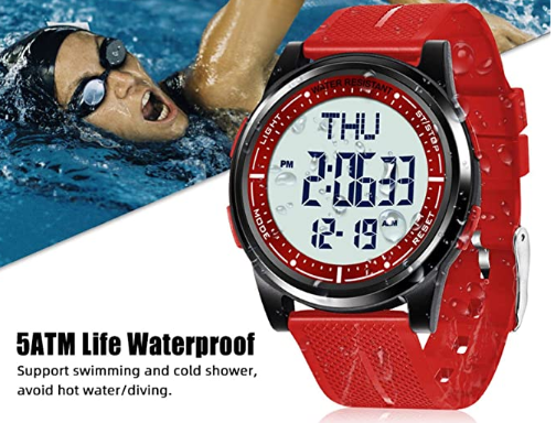 Watch Waterproof With Stopwatch Alarm Countdown Dual Time, Ultra-Thin Super Wide-Angle Display Digital Wrist Watches For Men Women