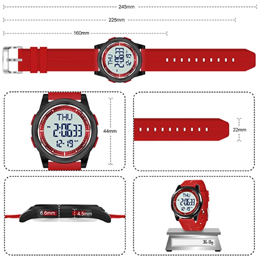 Watch Waterproof With Stopwatch Alarm Countdown Dual Time, Ultra-Thin Super Wide-Angle Display Digital Wrist Watches For Men Women