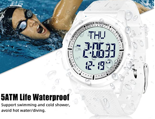 Watch Waterproof With Stopwatch Alarm Countdown Dual Time, Ultra-Thin Super Wide-Angle Display Digital Wrist Watches For Men Women