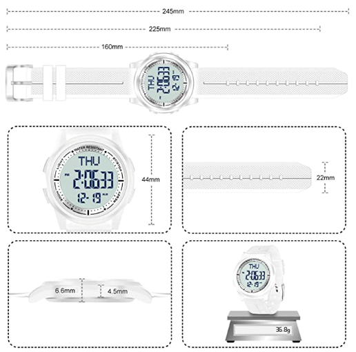 Watch Waterproof With Stopwatch Alarm Countdown Dual Time, Ultra-Thin Super Wide-Angle Display Digital Wrist Watches For Men Women