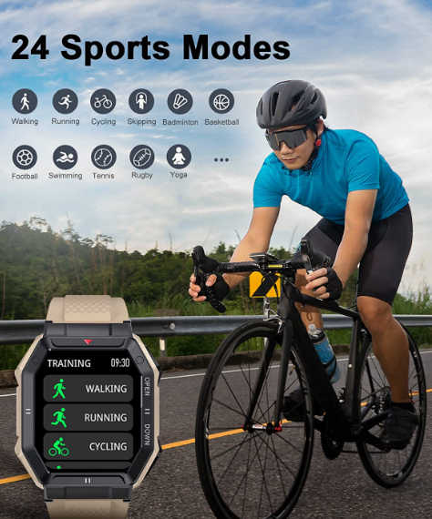 Military Smart Watches for Men Waterproof Outdoors Sport Fitness Activity Tracker Watch, 1.85'' HD Blood Pressure/Blood Oxygen/Heart Rate Monitor