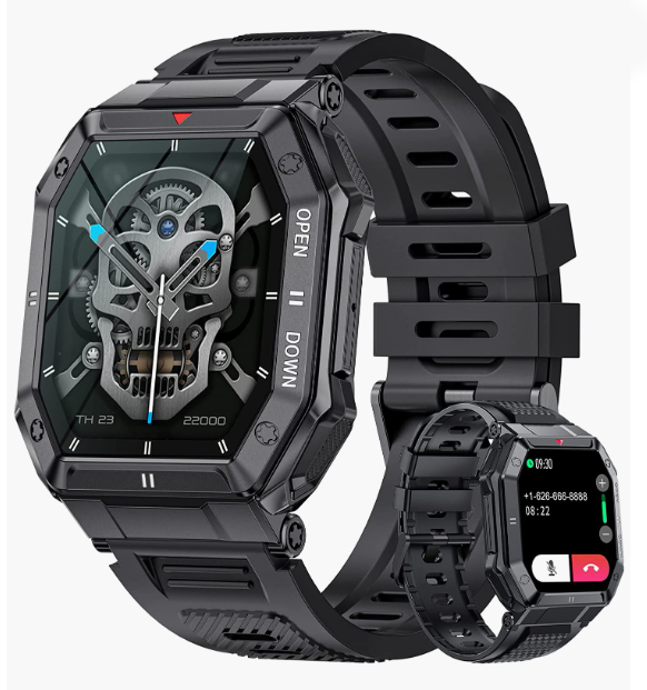 Military Smart Watches for Men Waterproof Outdoors Sport Fitness Activity Tracker Watch, 1.85'' HD Blood Pressure/Blood Oxygen/Heart Rate Monitor