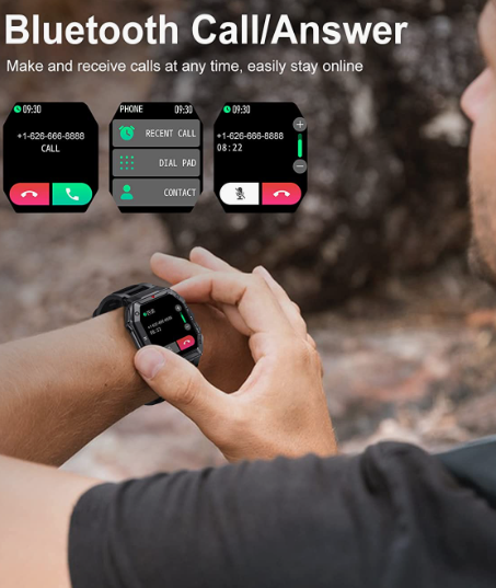 Military Smart Watches for Men Waterproof Outdoors Sport Fitness Activity Tracker Watch, 1.85'' HD Blood Pressure/Blood Oxygen/Heart Rate Monitor